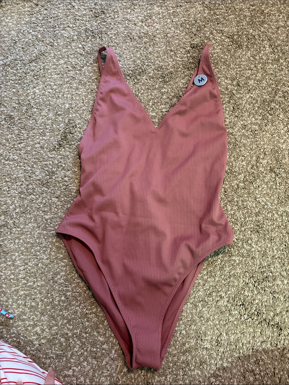Forever 21 Ribbed One-Piece Swimsuit - Rose